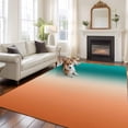 thumbnail image 3 of Gradient Green Orange Washable Living Room Rugs 6'x9', Modern Abstract Minimalist Teal Brown Ocean Beach Low Pile Throw Large Area Rug Non-Slip Sturdy Edge Binding Carpet for Dining Room Kitchen, 3 of 9