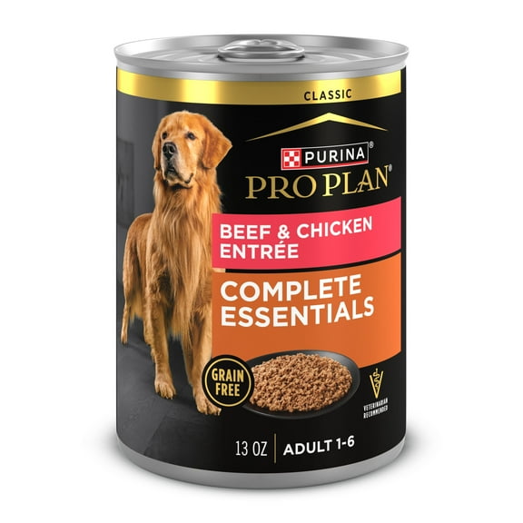 Purina Pro Plan Grain Free Wet Dog Food Classic Pate, Beef and Chicken Entrée, 13 oz Can