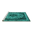thumbnail image 2 of Ahgly Company Machine Washable Indoor Square Oriental Turquoise Blue Industrial Area Rugs, 5' Square, 2 of 4