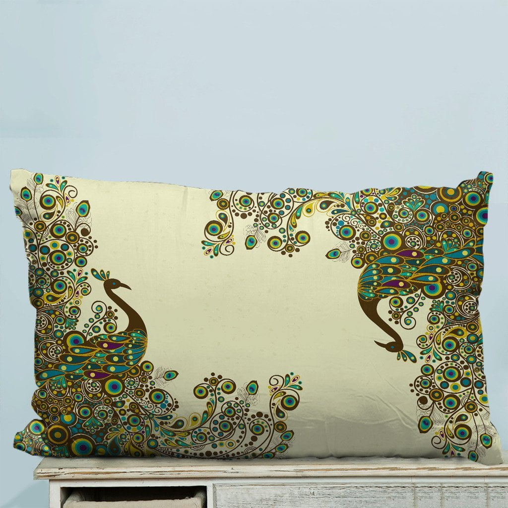 GCKG Beautiful Peacock Pattern Pillow Case Pillow Cover Pillow