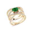 thumbnail image 2 of Gem Stone King 3.03 Ct Oval Green Simulated Emerald 18K Yellow Gold Plated Silver Ring, 2 of 3