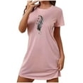 thumbnail image 2 of Mefallenssiah Chemise de Nuit Courte Surdimensionnée pour Femmes Mode Imprimé Poitrine Manches Courtes, 2 of 7