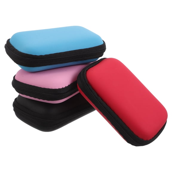 Uonlytech 4pcs Portable Hard Eva Zipper Case for Headphones and Cards Storage