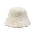 thumbnail image 6 of Fuzzy Bucket Hats for Men Fall Accessories Fleece Fitness Cold Weather Plush Faux Fur Women's Hats & Caps Beige, 6 of 9