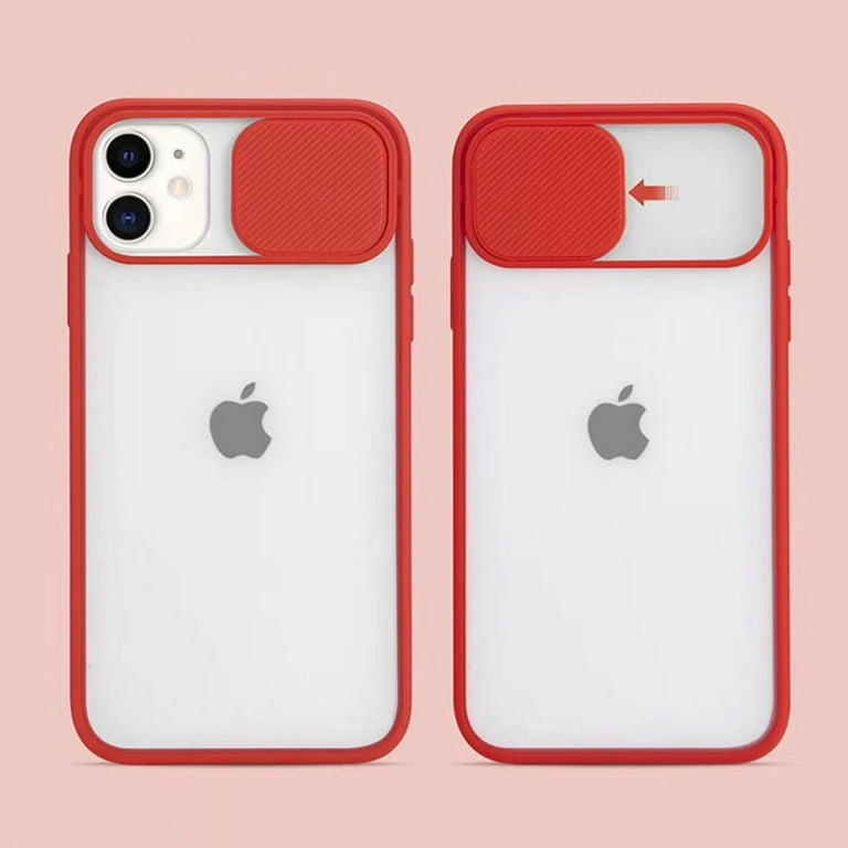 Camera Lens Slide Protection iPhone X Case (Red) Transparent
