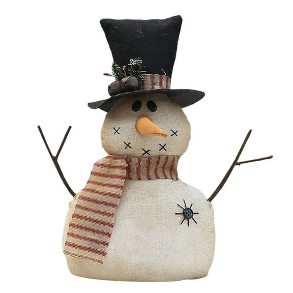 Handmade Christmas Sitting Snowman Indoor Decorations Animated Xmas Plush Presents Holiday Party Gift Tabletop Cute Decoration, Santa Plush-Knit with Scarf, Doll Desktop Decoration, Scene Decoration