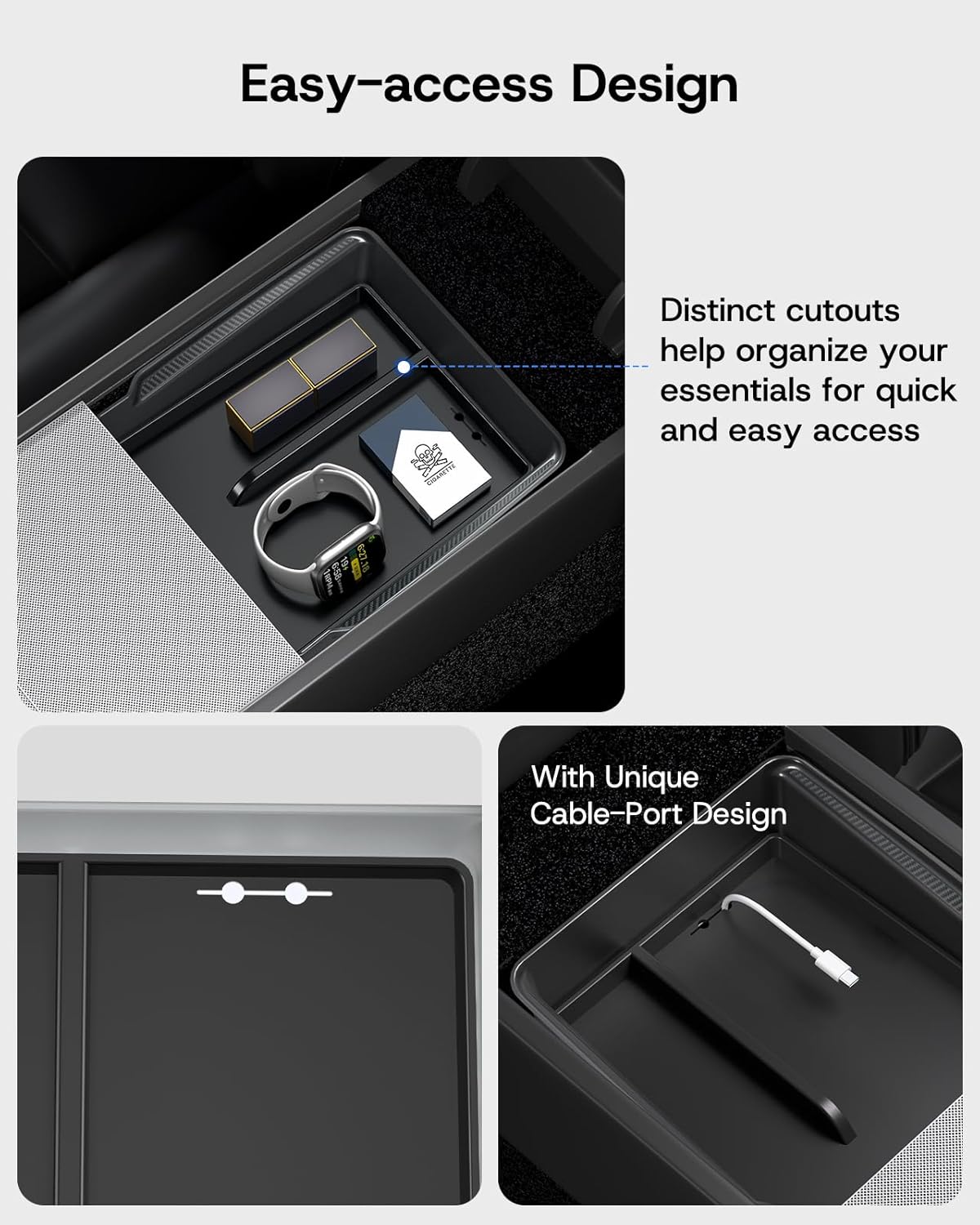 2025 Upgrade center console storage box Tesla Model 3 highland accessories hidden tray [double space, durable material, easy to clean] storage box