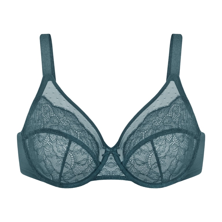 HSIA Minimizer Bra For Women - Full Coverage Underwire Lace Bra, Balsam Blue, 40D