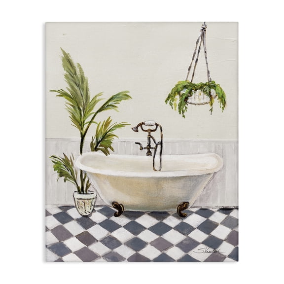 Stupell Industries Crisp Cottage Bathroom Bath & Laundry Painting Wrapped Canvas Art Print Wall Art, 16 x 20