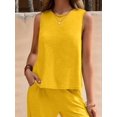 thumbnail image 4 of Women'S Summer 2 Piece Outfits Sleeveless Top Wide Leg Pants Lounge Beach Travel Sets Yellow S, 4 of 9