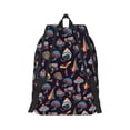 thumbnail image 3 of Balery Colorful Mushrooms in Doodle Style Vintage Canvas Backpack for Men and Women - Large Capacity, Durable Travel Laptop Bag for School, Work, Hiking, and Outdoor Activities, 3 of 7