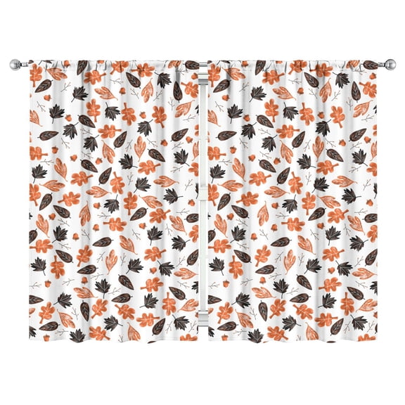 Pumpkin Pattern Kitchen Curtains Set of 2 - Fall Festival & Rustic Fall Decor, Rod Pocket Window Treatment Panels, 52x84 Inch