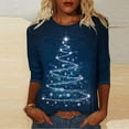 thumbnail image 2 of Ruimatai Women's 3/4 Sleeve Plus Size Tops Ugly Christmas Print Casual Party T-Shirts Basic Crewneck Loose Fit Blouse Womens Tunic Tee, 2 of 4