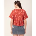 thumbnail image 2 of Moomaya Printed Peplum Top For Women Peter Pan Collar Flutter Sleeves Summer Top, 2 of 8