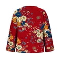 thumbnail image 5 of Womens Patriotic Linen Shirts Long Sleeve Button Down Floral Shirt Tops Loose Holiday July 12th Outfits Red, 3XL, 5 of 6