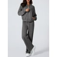thumbnail image 5 of DOKOTOO Women's 2 Piece Outfits Fleece Sweatsuits Long Sleeve Zip up Sweatshirt and Wide Leg Sweatpants Lounge Set, 5 of 10