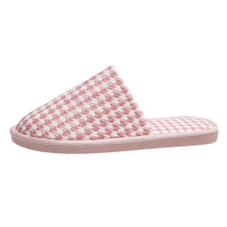 

Shpwfbe Slippers For Women Fashion Autumn And Winter Home Flat Bottom Non Slip Warm And Comfortable Solid Color Houndstooth House Slippers For Women Womens Slippers