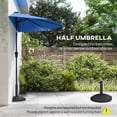 thumbnail image 4 of Outsunny 9ft Half Patio Umbrella Outdoor with Solar LED Lights, Navy Blue, 4 of 10