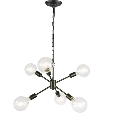 

Black Tone Finish Pendants 16 Wide Black Wire Modern Style E26 Bulb Type 6 Light Fixture