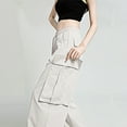 thumbnail image 6 of Kmdttou Cargo Pants Women Baggy Plus Size Solid Color Fashion Casual Loose Broad Leg Full Length Pants, 6 of 7