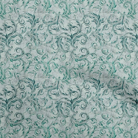 oneOone Cotton Flex Dusty Teal Green Fabric Asian Baroque Craft Projects Decor Fabric Printed By The Yard 40 Inch Wide