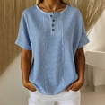 thumbnail image 2 of LIIPEE Womens Casual T Shirts Summer Henley Neck Short Sleeve Solid Color T Shirt Ladies Comfortable Everyday Basic Tees,XL, 2 of 5