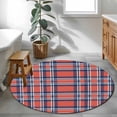 thumbnail image 4 of Orange Blue Round Area Rug 3 FT, Small Kitchen Bathroom Mats, British Style Buffalo Plaid Lattice Washable Indoor Outdoor Throw Runner Carpet Non-Shedding Doormat for Table Shower Sofa Entryway, 4 of 8