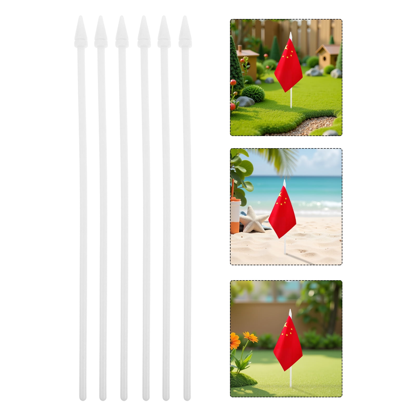 FOMIYES White Plastic Handheld Flag Poles, and Lightweight, 100 Pieces for Car Decorations and Craft Projects
