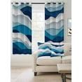 thumbnail image 2 of Fsddascl Blue Ombre Blackout Curtains for Bedroom/Living Room, Thermal Insulated Kitchen Curtains, Modern Geometric Abstract Art Moire Grommet Darkening Window Treatment Drapes 52"x84"x2, 2 of 8