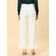 thumbnail image 4 of INSPIRE CHIC Pantalones de trabajo de cintura alta para mujer Pantalones de pierna ancha con hebilla trasera elástica blanco XS, 4 of 5