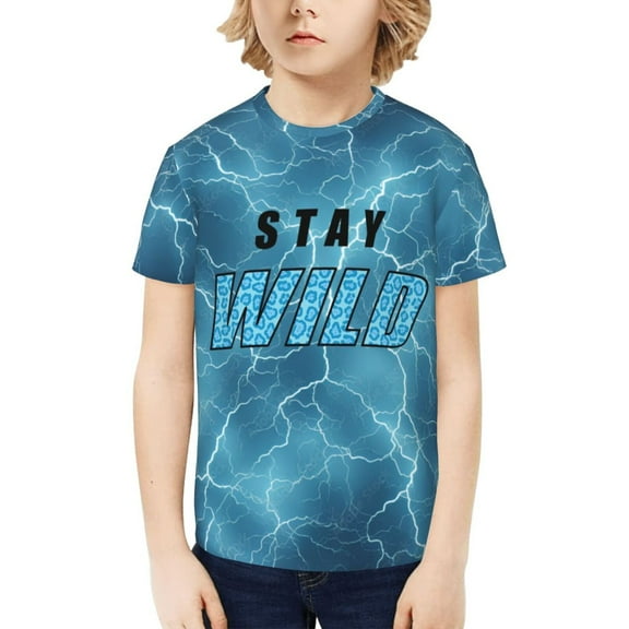 Ben Azelart Stay Wild Kids T-Shirt 3d Printed Graphic T-Shirts Boys And Girls Short Sleeve Shirts For Youth Kids X-Small