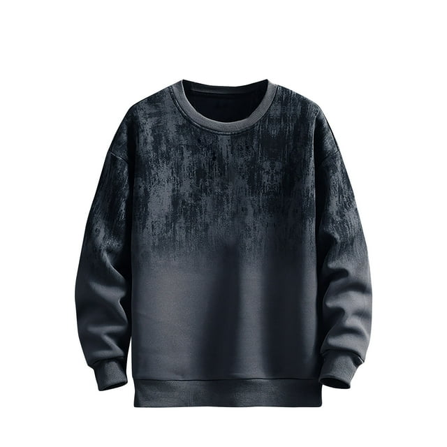 asjyhkr Chemises Décontractées Grande Taille pour Hommes Manches Longues Col Rond Chandail Dégradé Randonnée Extérieur Sans Capuche, M-4TG