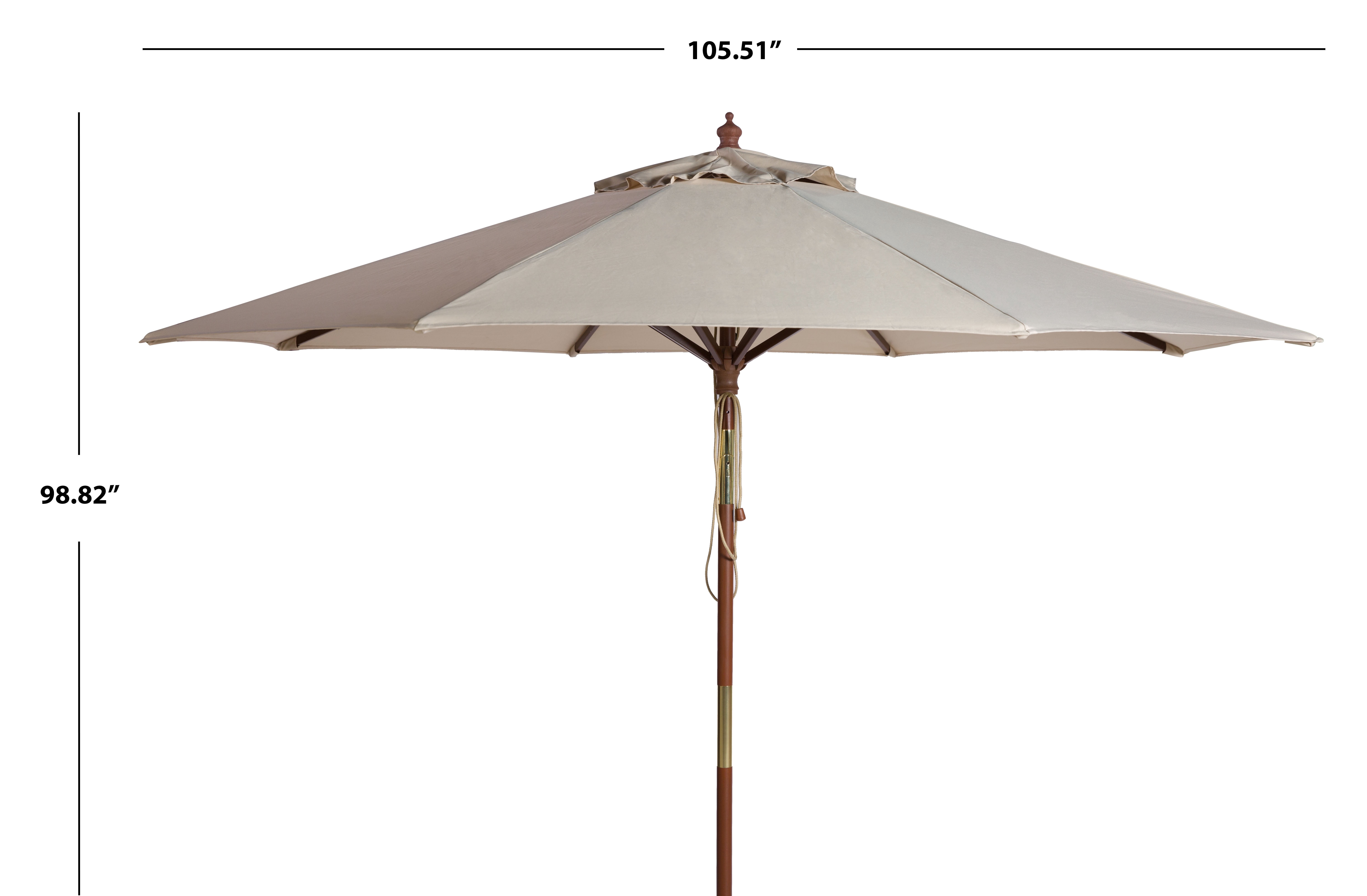 Safavieh Cannes 9' Market Push Wooden Patio Umbrella, Beige