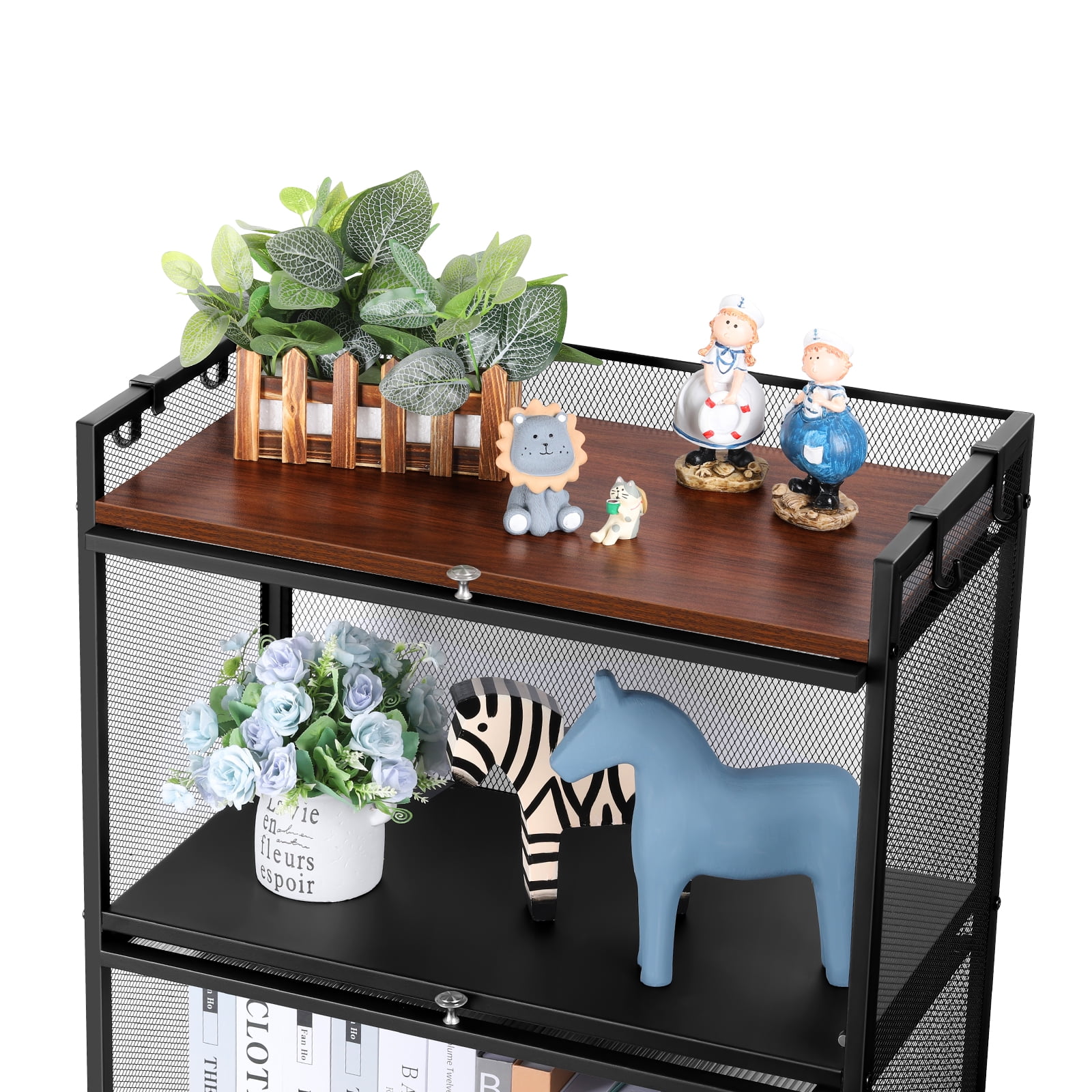 5-Tier Metal Black 23.62" Microwave Rack Storage Cabinet
