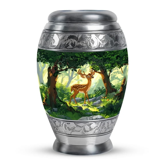 KARYLIZ Deer Urns For Ash - Green Urn for Human Ashes Adult Male Large Funeral - Burial Cremation Urns for Adult Ashes Women & Men - Large Decorative Urn for Human Ashes Adult Female 10 Inch