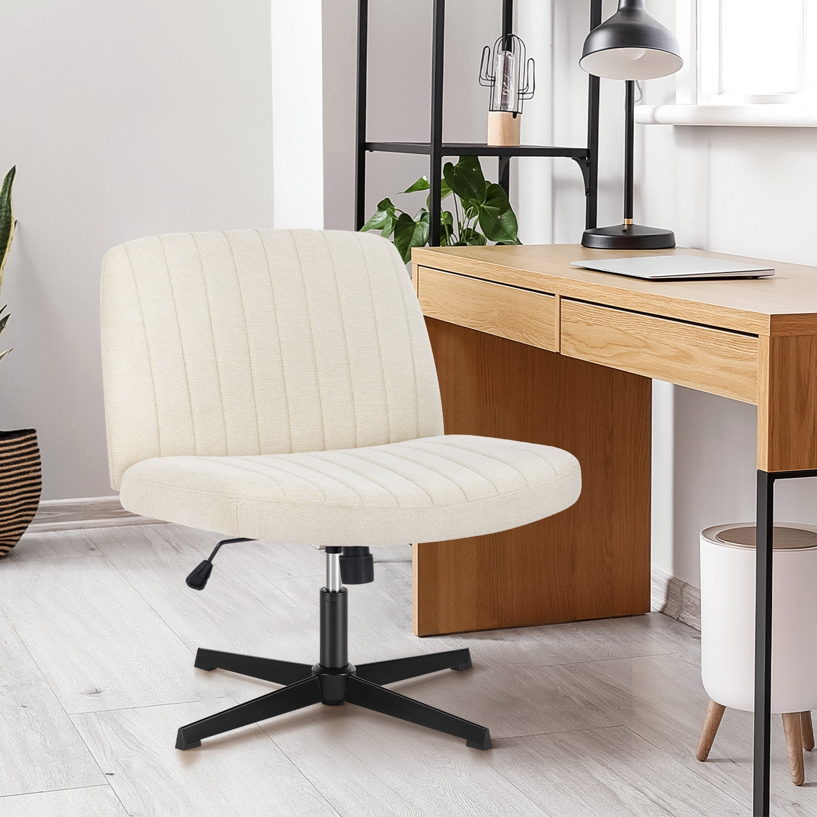 MCQ Criss Cross Chair Legged Office Wide Comfy Desk Seat, Armless Computer Task Seating