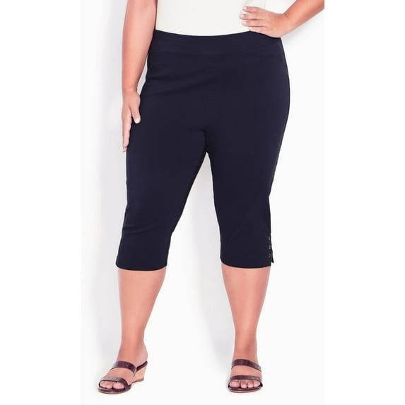 Avenue Women's Plus Size Gracie Eyelet High Rise Capri Pants