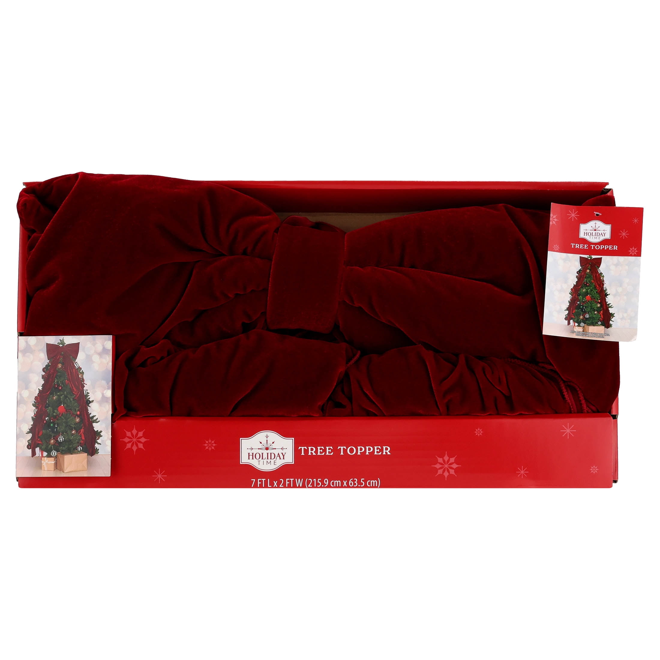 Velvet Bow Christmas Tree Topper, Burgundy, 7', by Holiday Time