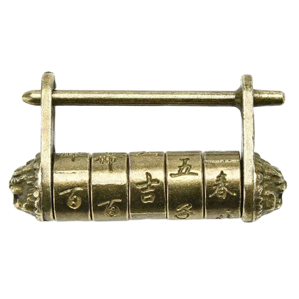 Old Chinese Style Rabbit Design Bronze Metal Lock Padlock Drawer Jewelry Box 