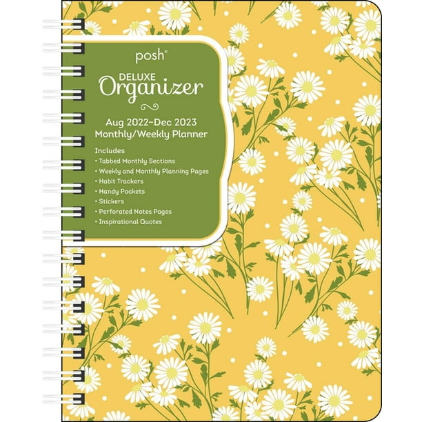 Posh Deluxe Organizer 17Month 20222023 Monthly/Weekly Hardcover Planner Calen Happy Daisy