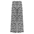 thumbnail image 6 of Snow Leopard Print Women's Casual Wide Leg Pants Comfort Pockets Elastic Waist Loose Fit Pants, 6 of 7