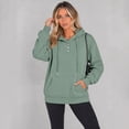 thumbnail image 5 of Evdexr Hoodies for Women Casual Button Collar Long Sleeve Hooded Sweatshirt Pullover 2026 Fall Winter Oversized Tops With Pocket Mint Green 2XL, 5 of 5
