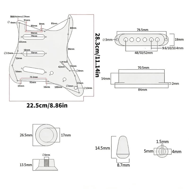CEORPER Single Coil Pickup Loaded Prewired Pickguard Guitar Scratch Plate Replacement