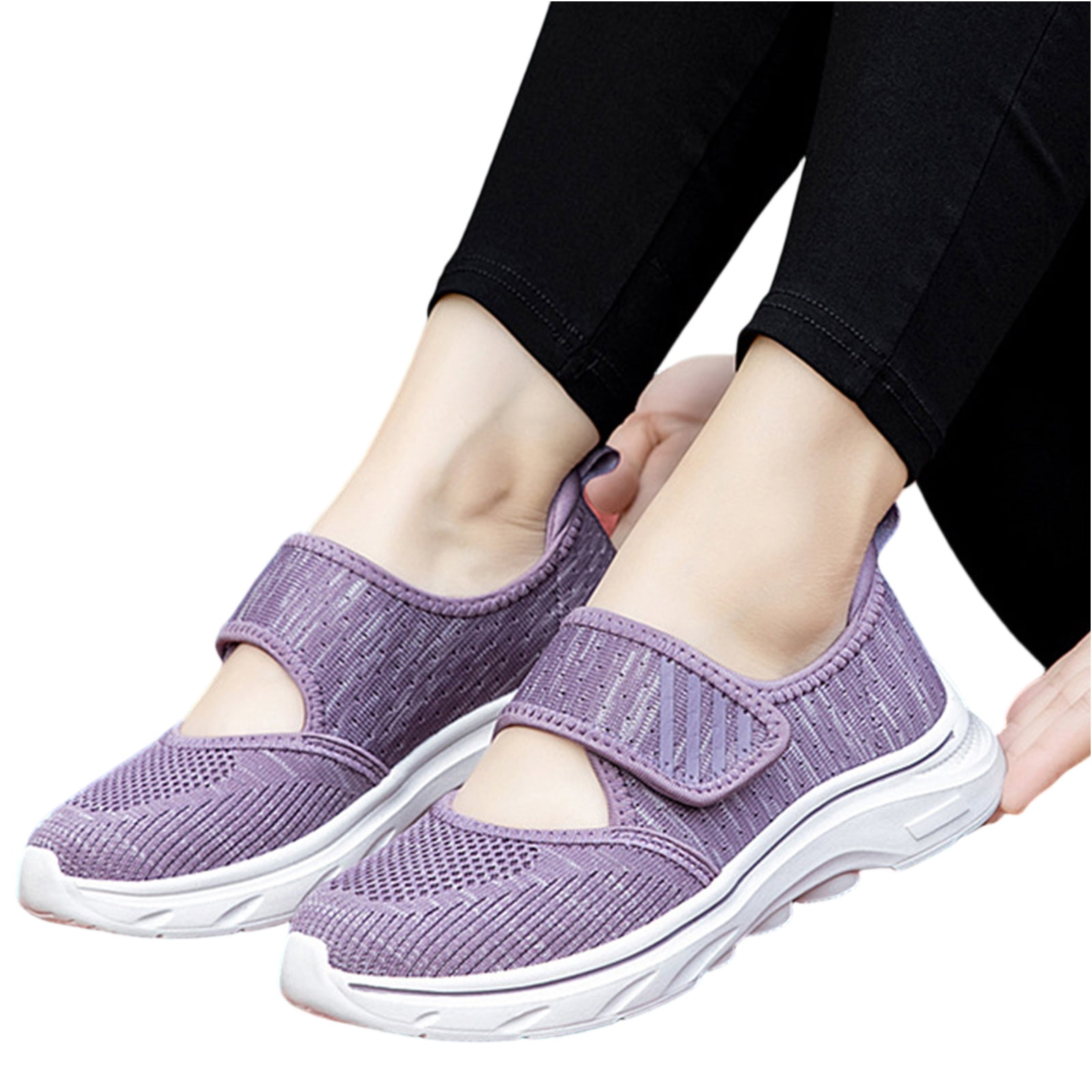 Lightweight Athletic Sport Walking Shoes for Women's Woven Breathable Soft Sole Shoes Orthopedic Shoes Outdoor Hiking Mesh Up Knit Stretch Slip on Casual Orthopedic Sneakers for Women