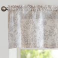 thumbnail image 4 of Curtainking Farmhouse Linen Valance Curtains for Kitchen Floral Rustic Rod Pocket Living Room Bedroom Small Window Valance 50x16 inch Grey on Beige, 4 of 7