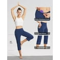 thumbnail image 4 of BALEAF Womens Yoga Capri Pants High Waist Capri Leggings with Pockets Wide Leg Crop Exercise Workout Summer Pants Navy Blue L, 4 of 6