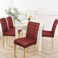 thumbnail image 3 of 4Pcs Christmas Plaid Chair Covers Set - Stretch Elastic Edge, Removable Red Chair Protectors, Suitable for Dining Room/Kitchen Chairs, 3 of 6