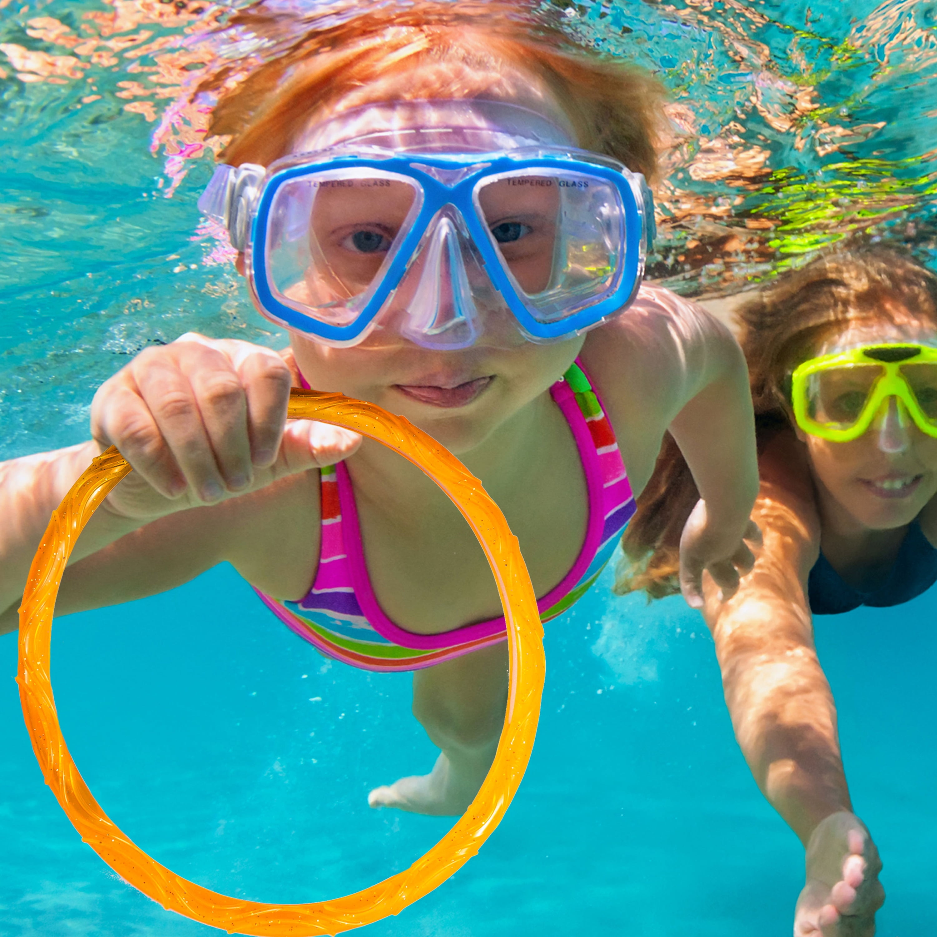 Play Day Sparkly Pool Ring Diving Set for Children, Multi-Color, 6 Rings