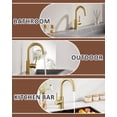 thumbnail image 3 of Tohlar Gold Bathroom Faucet, Brushed Gold Bathroom Sink Faucet with Sprayer, RV Vanity Small Kitchen Faucet with 360&Acirc;&deg; Rotation Spout, Single Hole B, 3 of 8