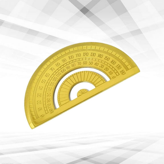 FELTECHELECTR 1Set Golden Stainless Steel Ruler Protractor for Tools Students Teachers Classroom Use 4.0x2.3in